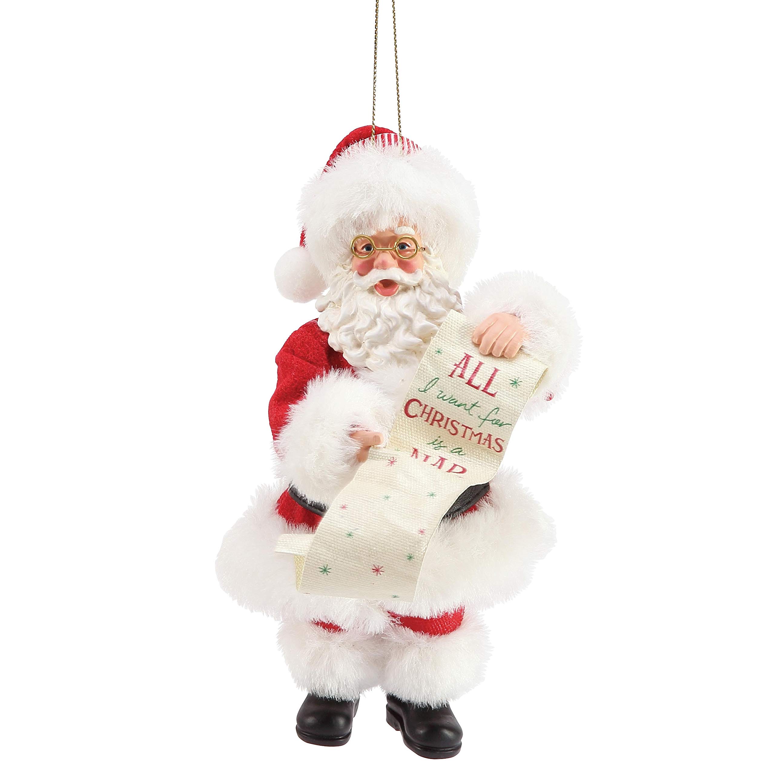 Possible Dreams by D56 Possible Dreams Santa Want a Nap Personalizable Hanging Ornament, Clothtique, Multi Coloured, One Size