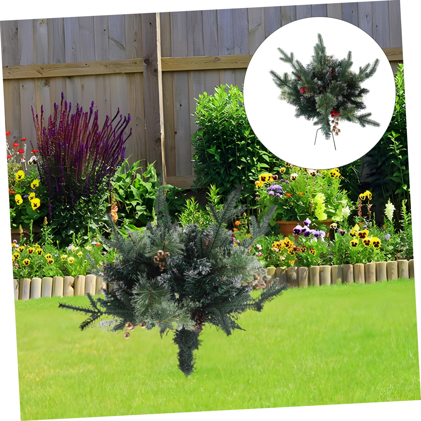 Cabilock Decorazioni Natale Esterne con Pigne Riempitivo per Urne e Fioriere Rami di Pino Finti Picchetti Natalizi per Giardino Decorazione Albero Natale Resistenti Intemperie