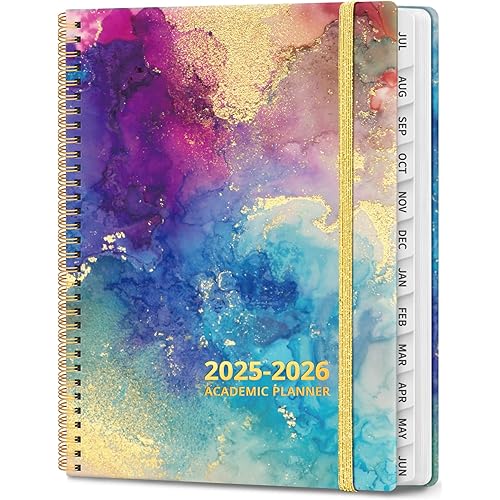 Academic Planner 2025-2026, Weekly and Monthly Calendar Planner Book, July 2025 – June 2026, Hardcover Organizer with Tabs, Perfect for Teachers, Students, Women & Men, A5 (6.4" x 8.5") - Gold