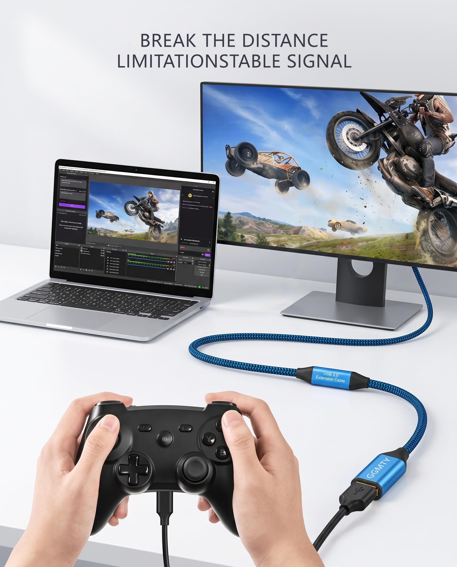 Câble d'extension USB 2.0 actif 10 m, USB-A mâle vers femelle