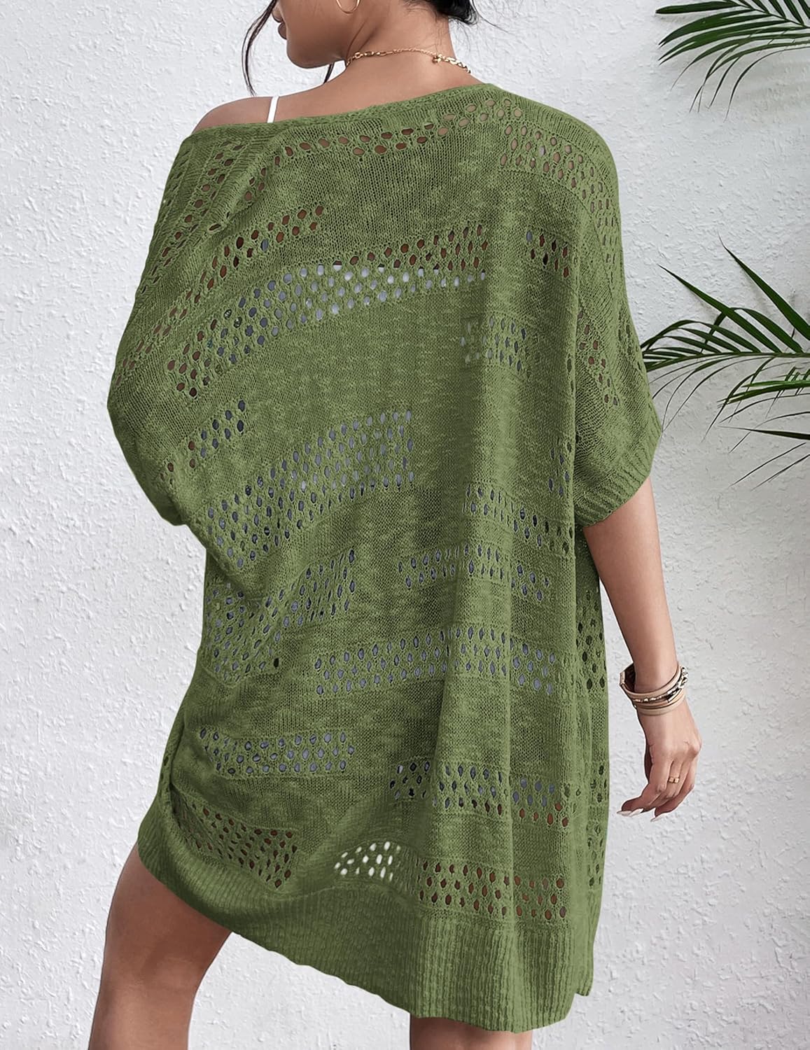 Zeagoo Lightweight Summer Crochet Cardigan for Women Short Sleeve Kimono Boho Oversized Open Front Knitted Cardigan - Image 3