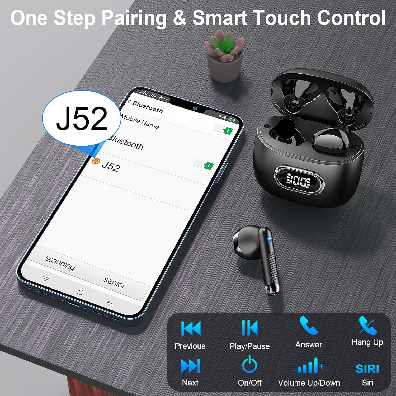 Renimer Cuffie Bluetooth 5.4 2026 Nuovo, Auricolari Wireless con Riduzione del Rumore ENC 4 Microfoni