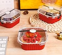 Vista 6 de 50 piezas de mini moldes cuadrados para hornear con tapas y cucharas, moldes mini de papel de aluminio para pasteles con tapas, ramekins