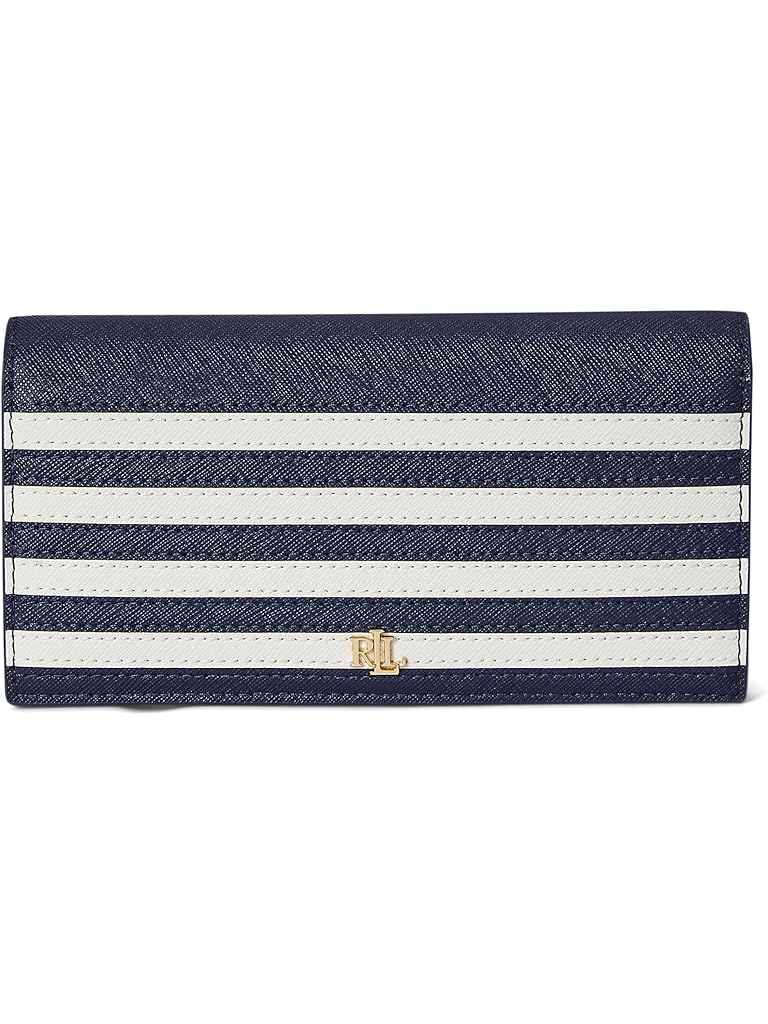 Navy Lauren Ralph Lauren Crosshatch Leather Slim Wallet