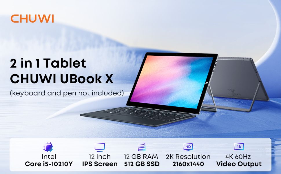 CHUWI 2023 UBook X Windows Tablet, pantalla táctil de 12'', 12GB