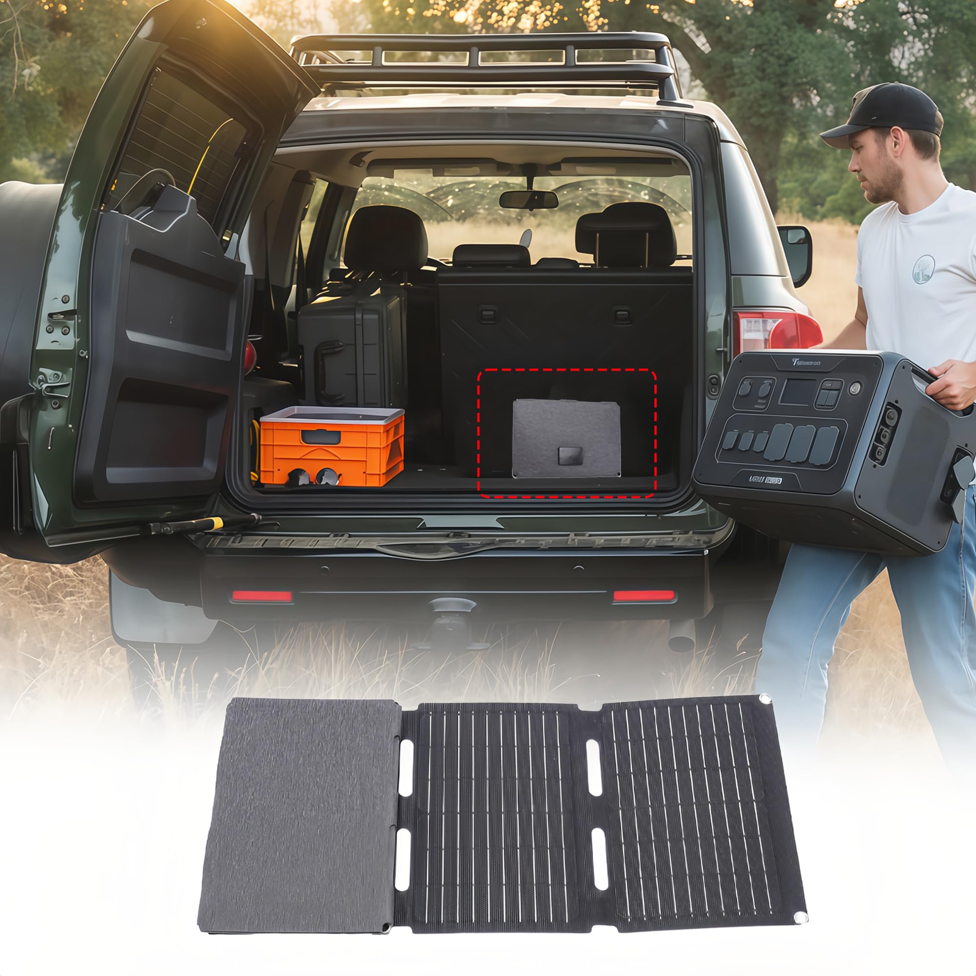 Przenośny generator słoneczny z panelem, składana ładowarka panelowa 120 W, stacje ładujące, generatory fotowoltaiczne, wodoodporne wyjścia USB C i A do użytku domowego,