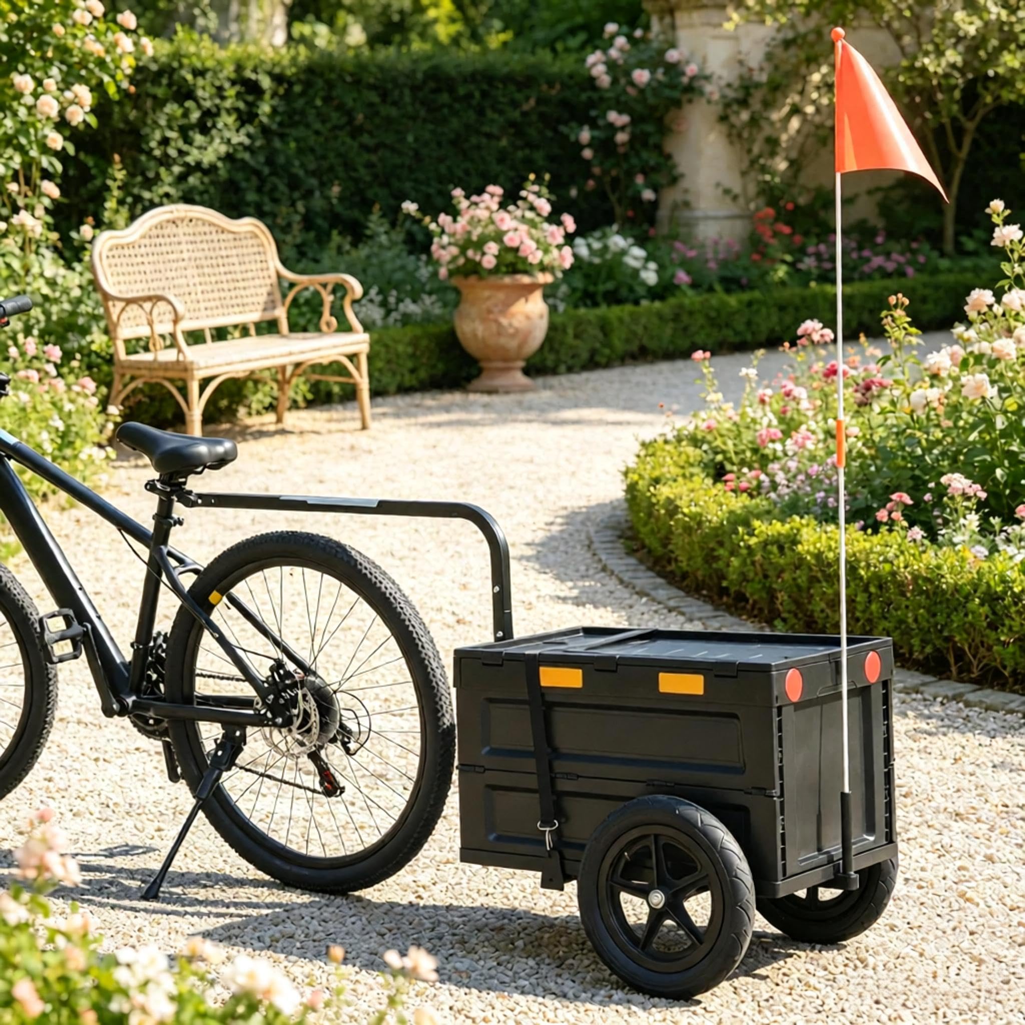 Generisch Remolque plegable para bicicleta (65 L, 30 kg, capacidad de carga con carretilla)