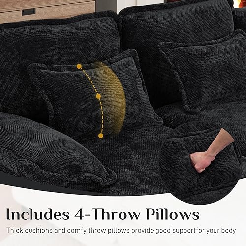 Miniatura 5 de OUYESSIR Sofá seccional en forma de U, juego de sofá modular esponjoso de 124 pulgadas con consola central de doble tumbona y puerto USB, cómodos