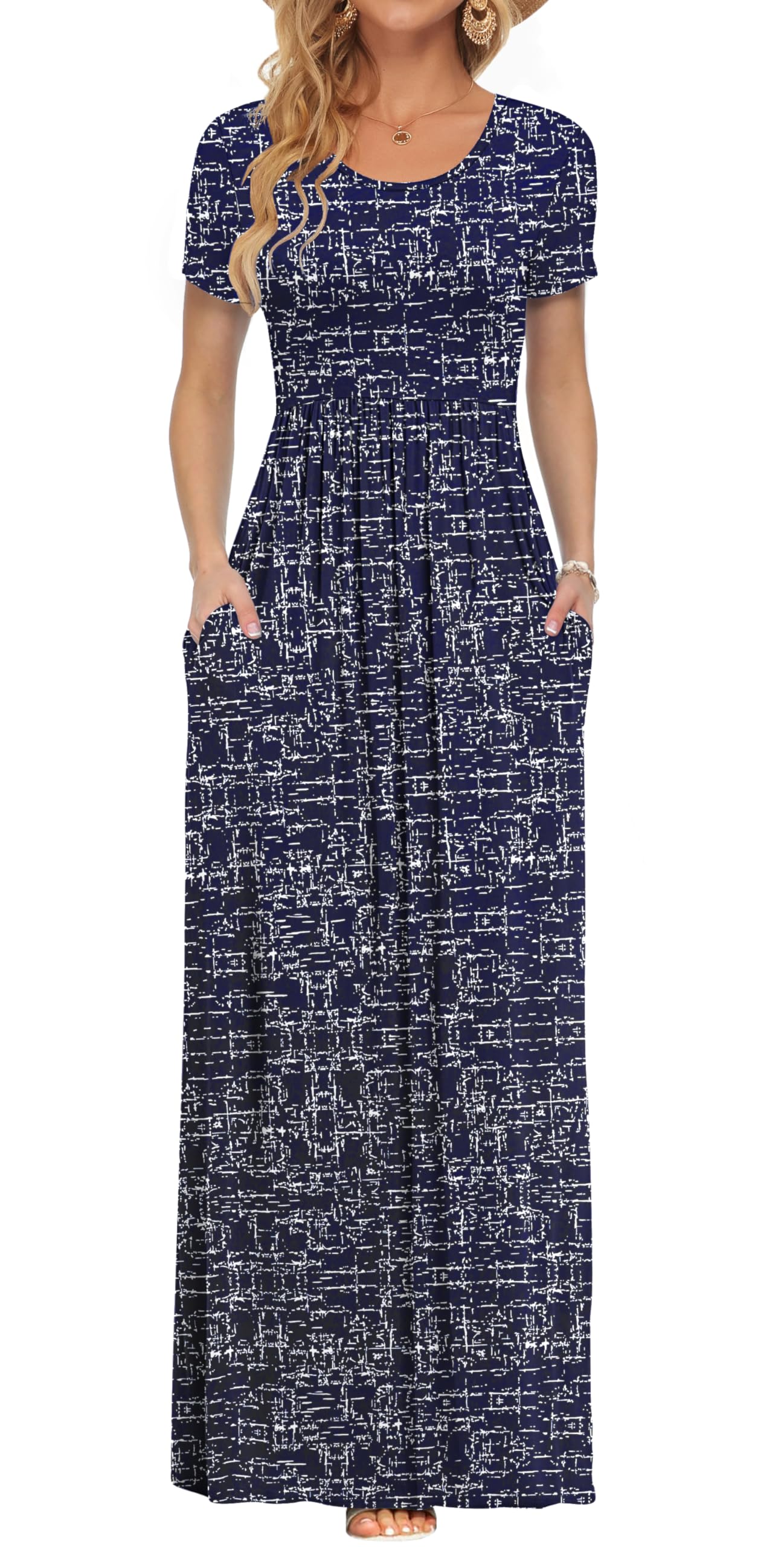 AUSELILY Women's Classic Short Sleeve Loose Plain Casual Long Maxi Dresses for Women 2026