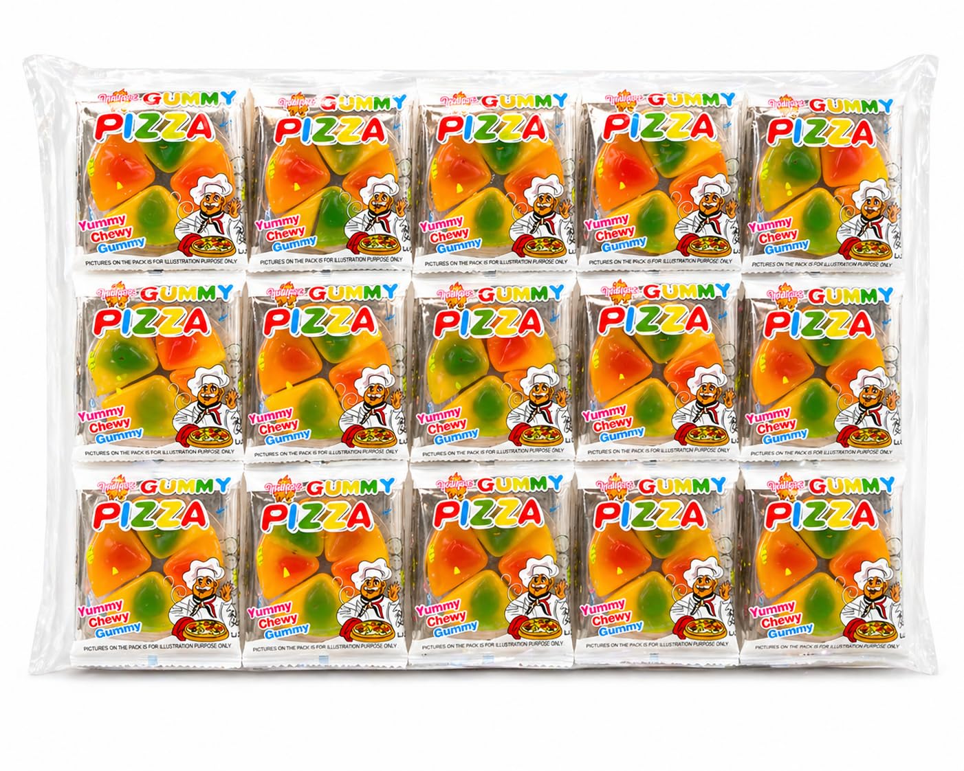 Gummy Pizza Candy, Yummy Chewy Fruit Flavoured Gummies,60 Pcs