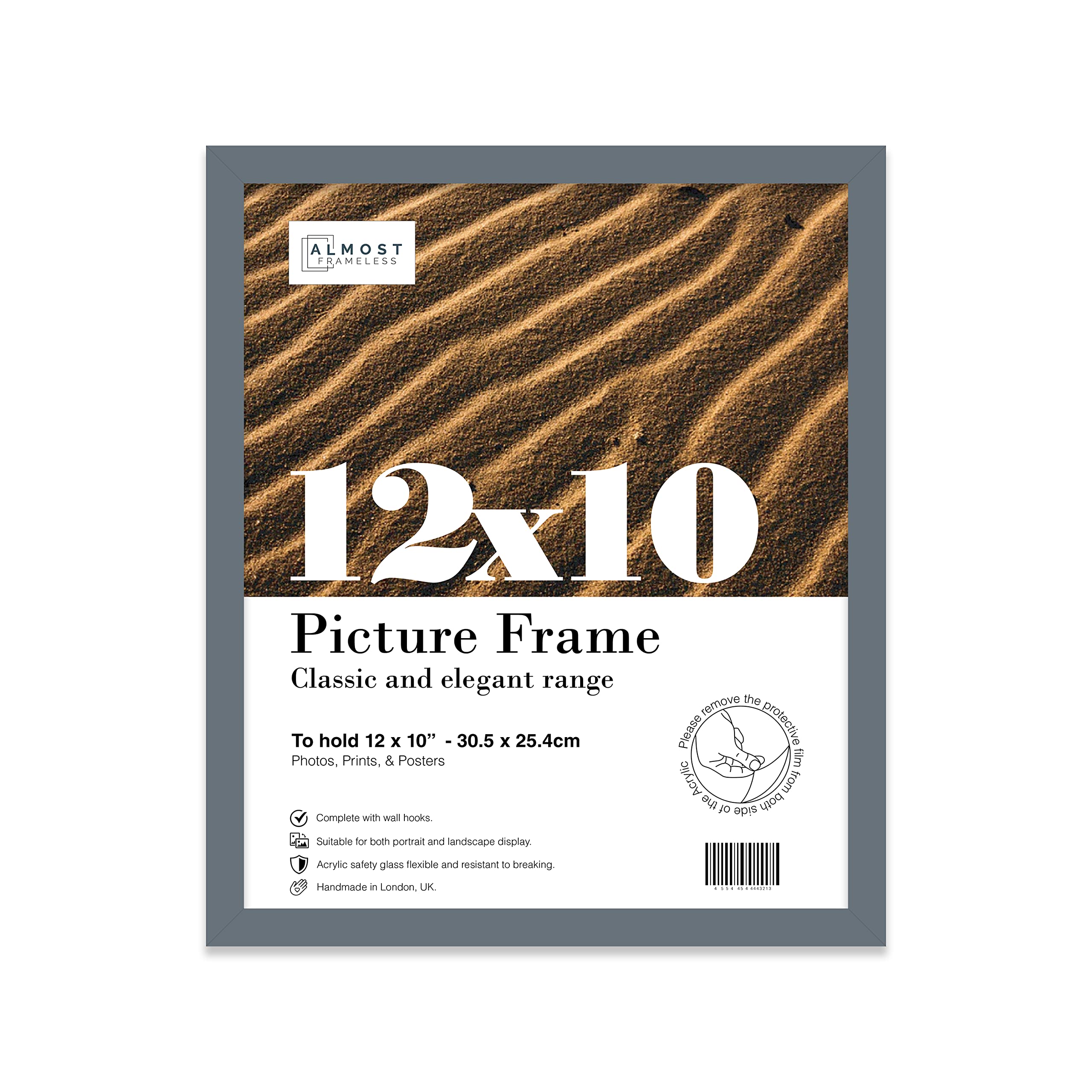 12x10 Inch Grey Photo Frame Wall Mountable and Freestanding Picture Frame Standard Photograph Size, 12" X 10" (31 X 25cm)