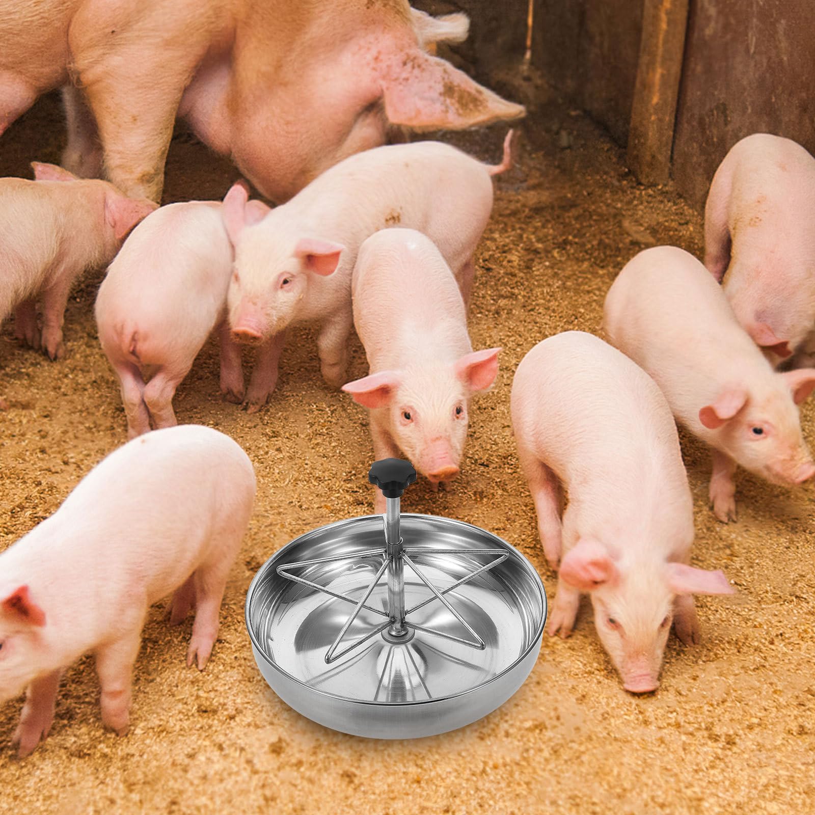 Schweinefuttertrog Praktischer Schweinefutterautomat mit Großer Kapazität Edelstahl Leicht zu Reinigen und Fester Konstruktion Geeignet für Drinnen und Draußen