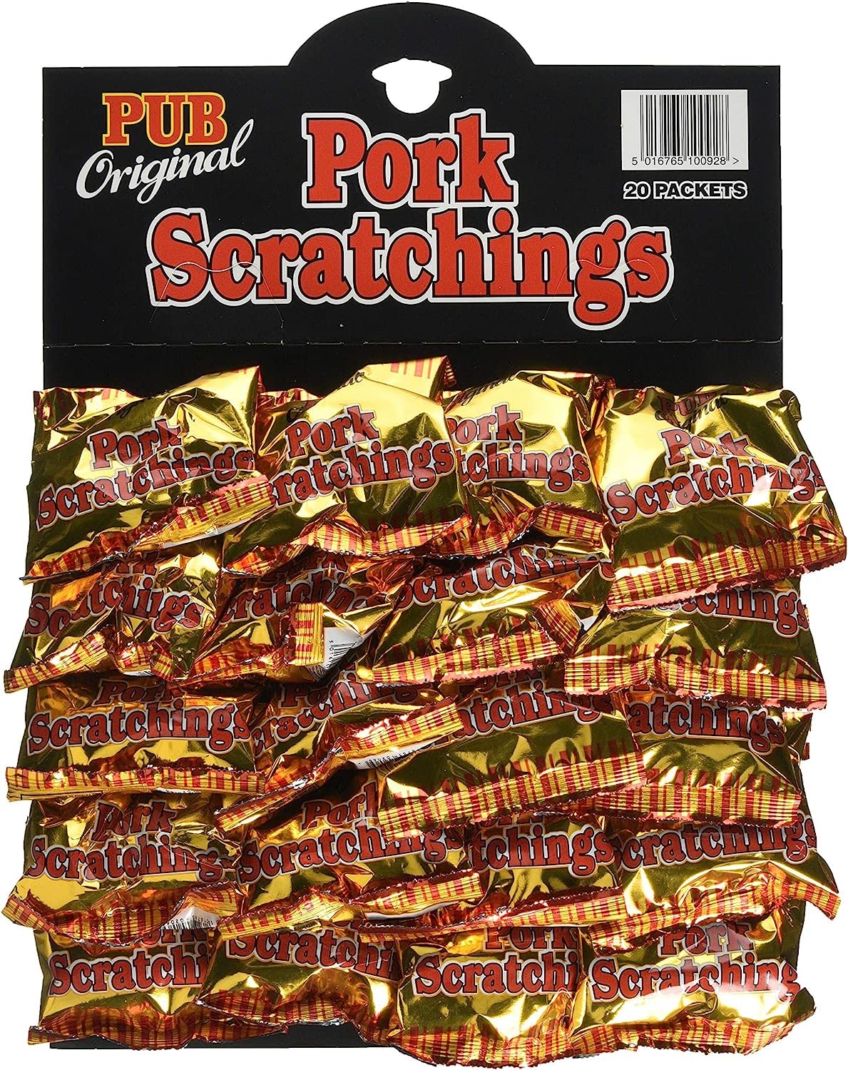 Pub Originals Pork Scratchings - Speckkrusten - Typisch englische Schweinekrusten - Jerky Snack Trockenfleisch 20 x 16g