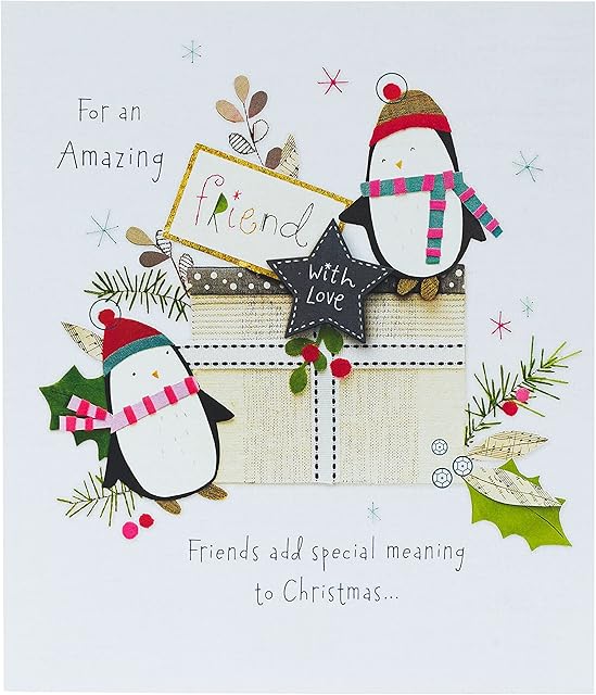Friend Christmas Card- Cute Christmas Card For Special Friend- Christmas Card with Cute Penguins- Gift Card For Her- Friend Christmas Gifts