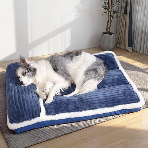 Almohada ortopédica para cama de perro con funda extraíble de espuma viscoelástica triturada, base de diseño de cojín cómodo, lavable a máquina para