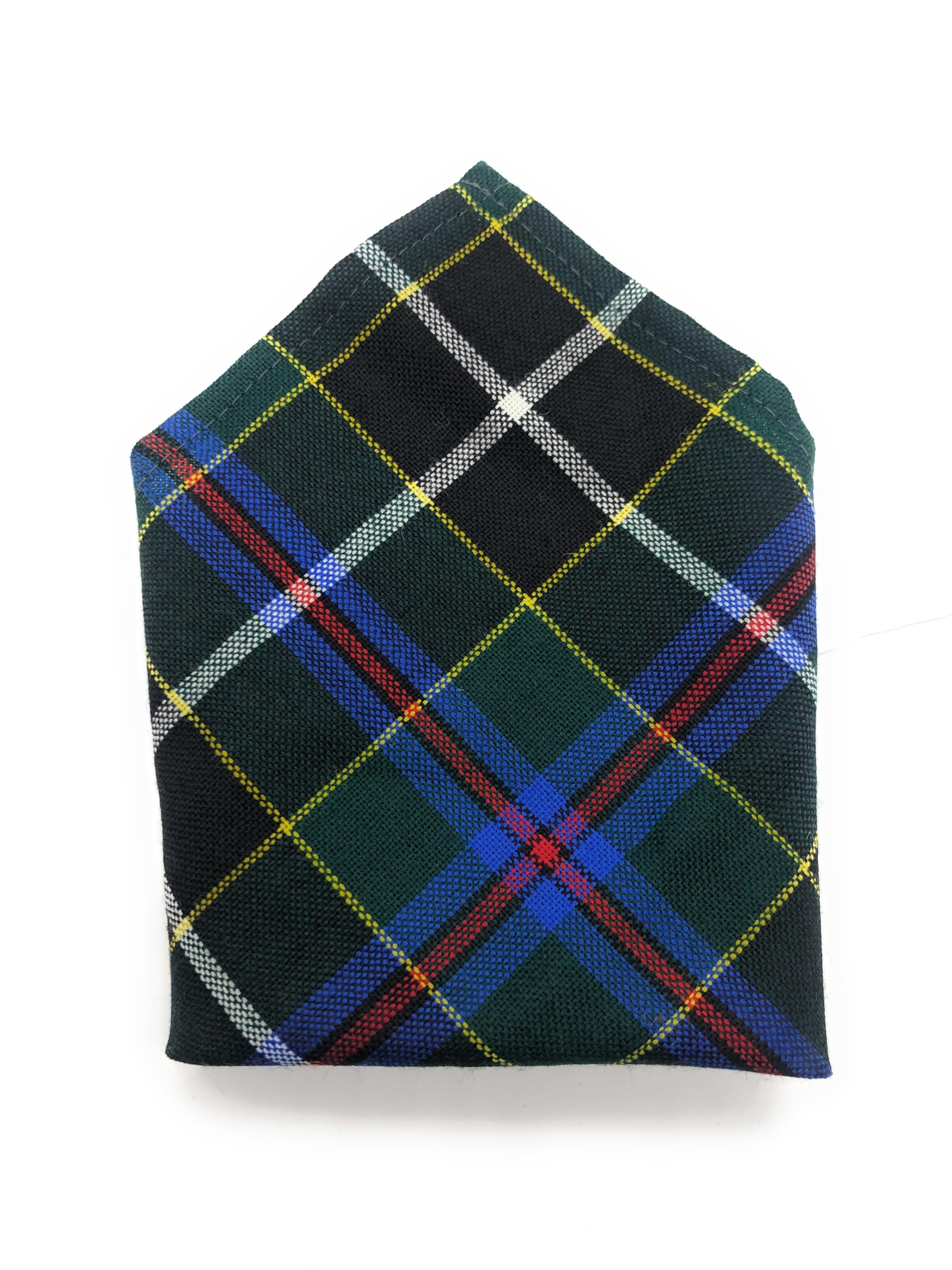 Highland Tweed Multi-Color Gents Pure Wool Cornish Hunting Tartan Pocket Square - Made In Scotland