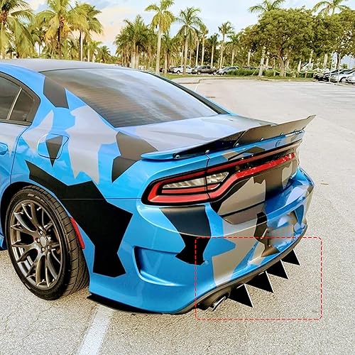 Miniatura 7 de Juego de 4 piezas de difusor universal de parachoques trasero de forma curvada de tiburón para alerón de alerón de alerón, juego de decoración para