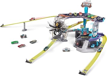 Metal Machines Spider Strike Playset, Diecast Cars Giant Race Track Spider, Frustration Free Packaging Brown Mail Box