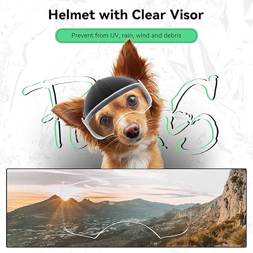 Miniatura 5 de Enjoying Casco para perro con lente transparente y agujeros para las orejas, casco de motocicleta para mascotas, sombreros de perro para perros