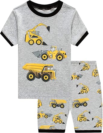 Little Boys Pajamas Toddler Short Sets Boys Summer Pjs Kids Jammies Cotton Excavator Sleepwear Clothes Shirts Set Size 2-7T