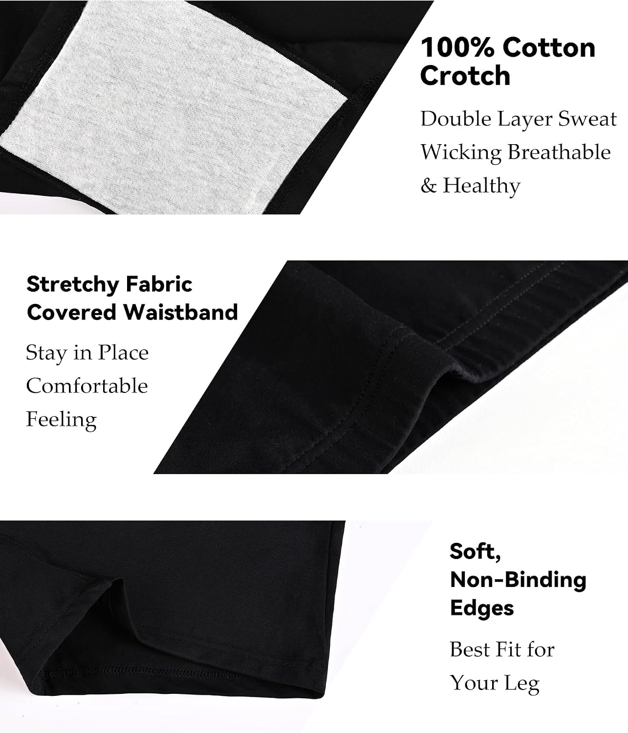 Sunm Boutique Cotton Boy Shorts Underwear for Women, Soft Womens Boxer Briefs, Moisture Wicking Boyshorts Panties 6 Pack