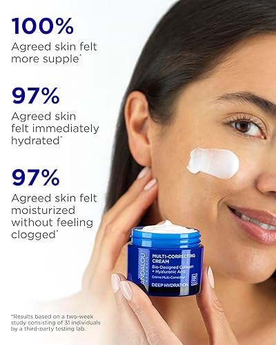 Miniatura 3 de Andalou Naturals Crema hidratante facial de hidratación profunda, crema multicorrectora, cuidado diario de la piel con ácido hialurónico, colágeno
