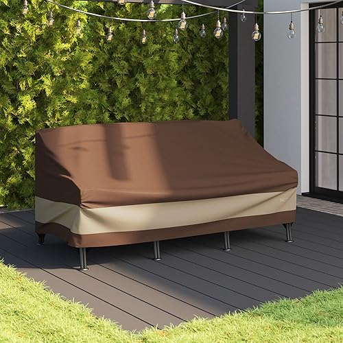 Vista 14 de Duck Covers Funda impermeable para sofá de patio de 91 pulgadas, fundas para muebles de patio Mocha Cappuccino