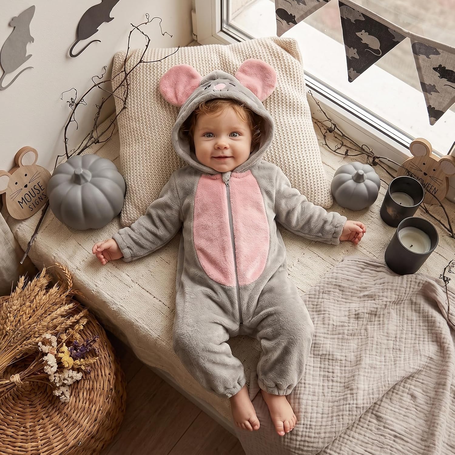 Toddler Baby Girl Boy Halloween Costume Long Sleeve Hooded Romper Zip Up Jumpsuit Cute Animals Cosplay Outfits