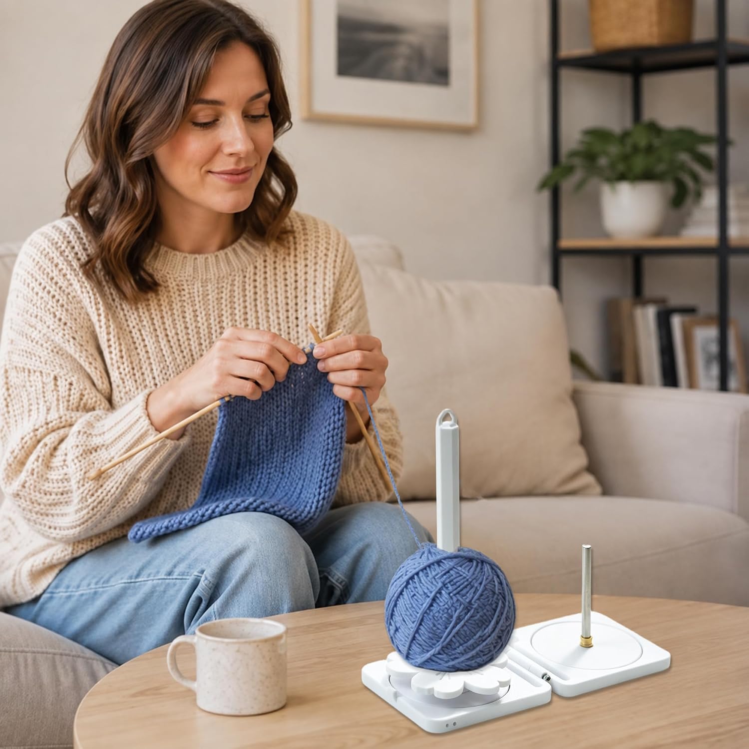 Portable Yarn Holder - Yarn Spinner Winder with Extended Rod