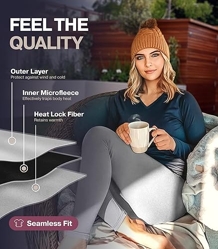 Miniatura 4 de Thermajane Camisetas térmicas de manga larga para mujer, para clima frío, ropa interior o capa base térmica