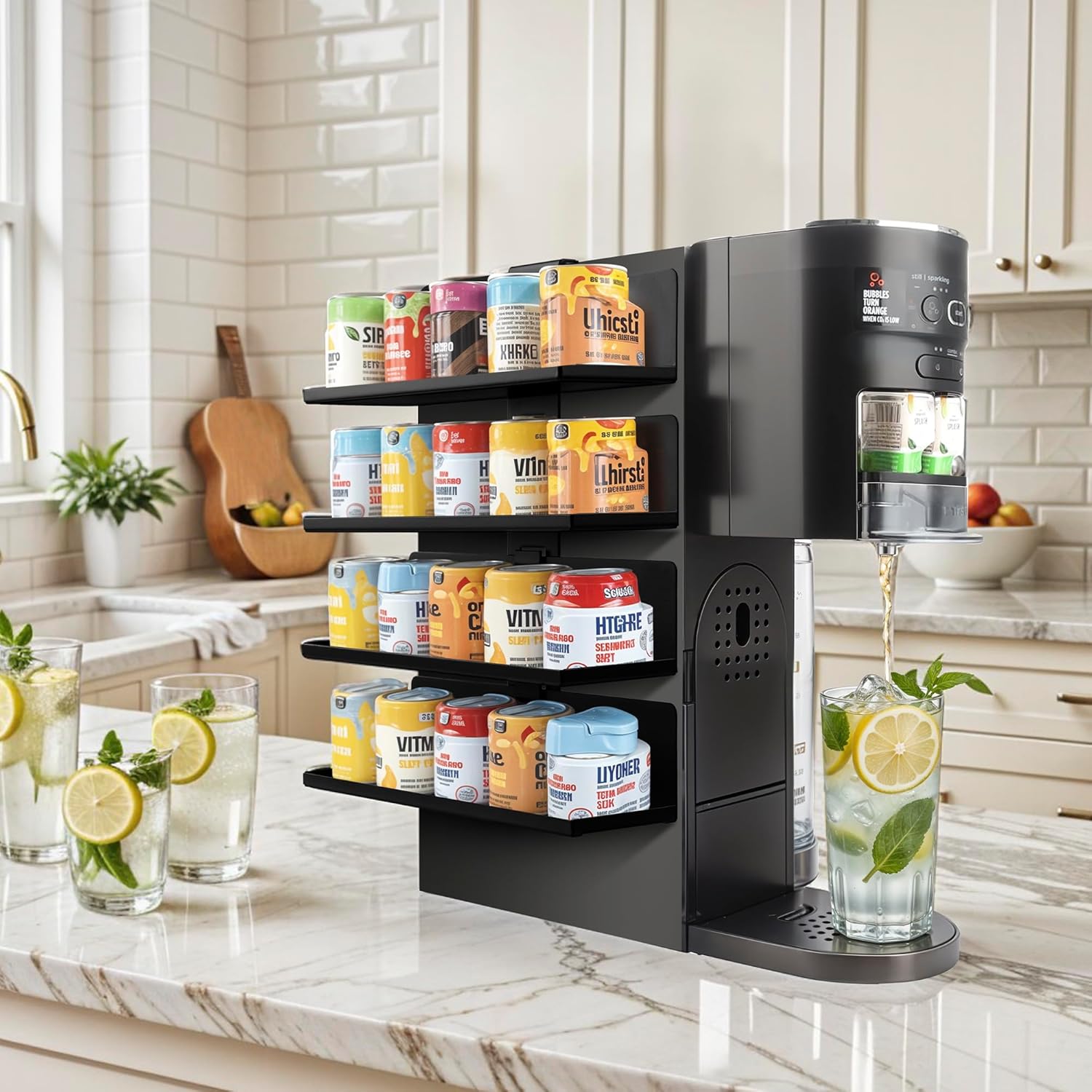 RECAPS Flavor Pods Holder for Ninja Thirsti Soda Maker WC1001, Holds 20 Flavor Pods, 4-Tier Storage Organizer, Easy to Access, Space-Saving for Ninja Thirsties Drink System Soda Machine (Shelf Only) - Image 2