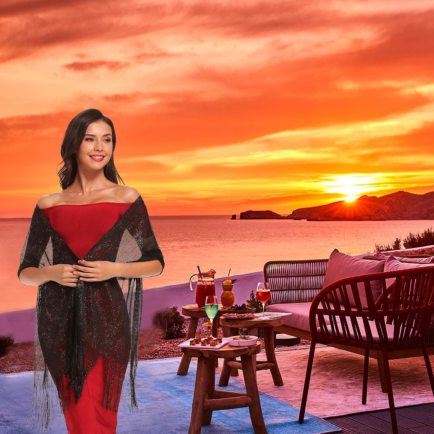 vimate Sparkling Metallic Shawls and Wraps for Evening Party/Wedding/Formal Dresses (With Free Buckle) image 4