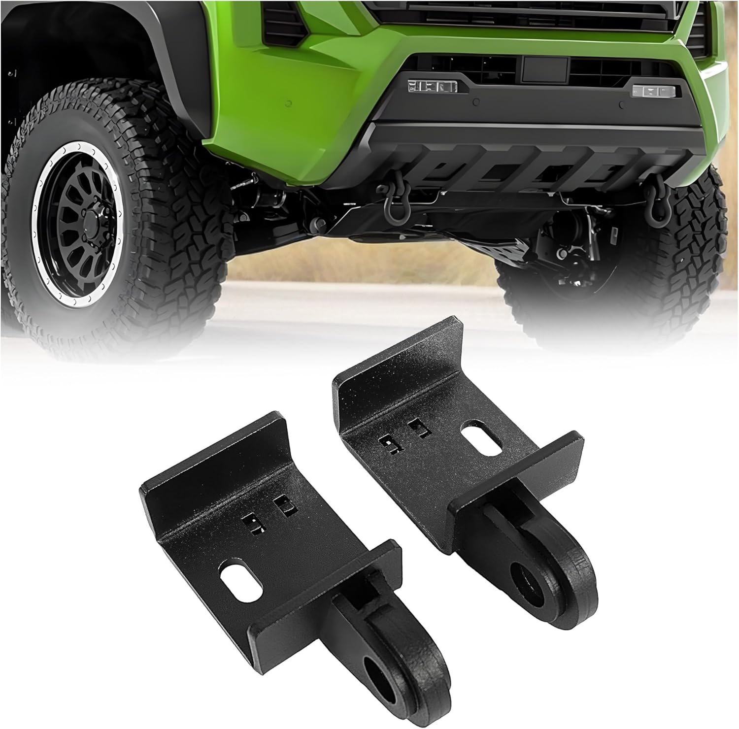 ECOTRIC Demon Front Tow Hook Bracket Compatible with 2009-2022 Toyota Tacoma Bumper D-Ring Shackle Bracket Replacement Kit - 2Pcs