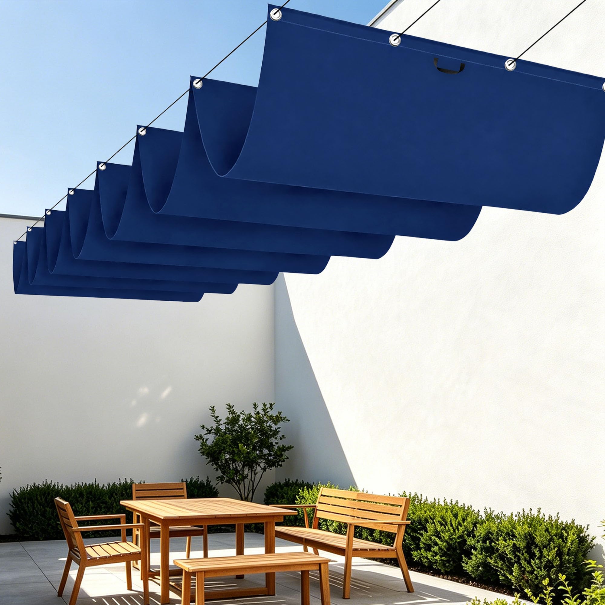 Voile d'ombrage imperméable et anti-UV bleu foncé pour jardin