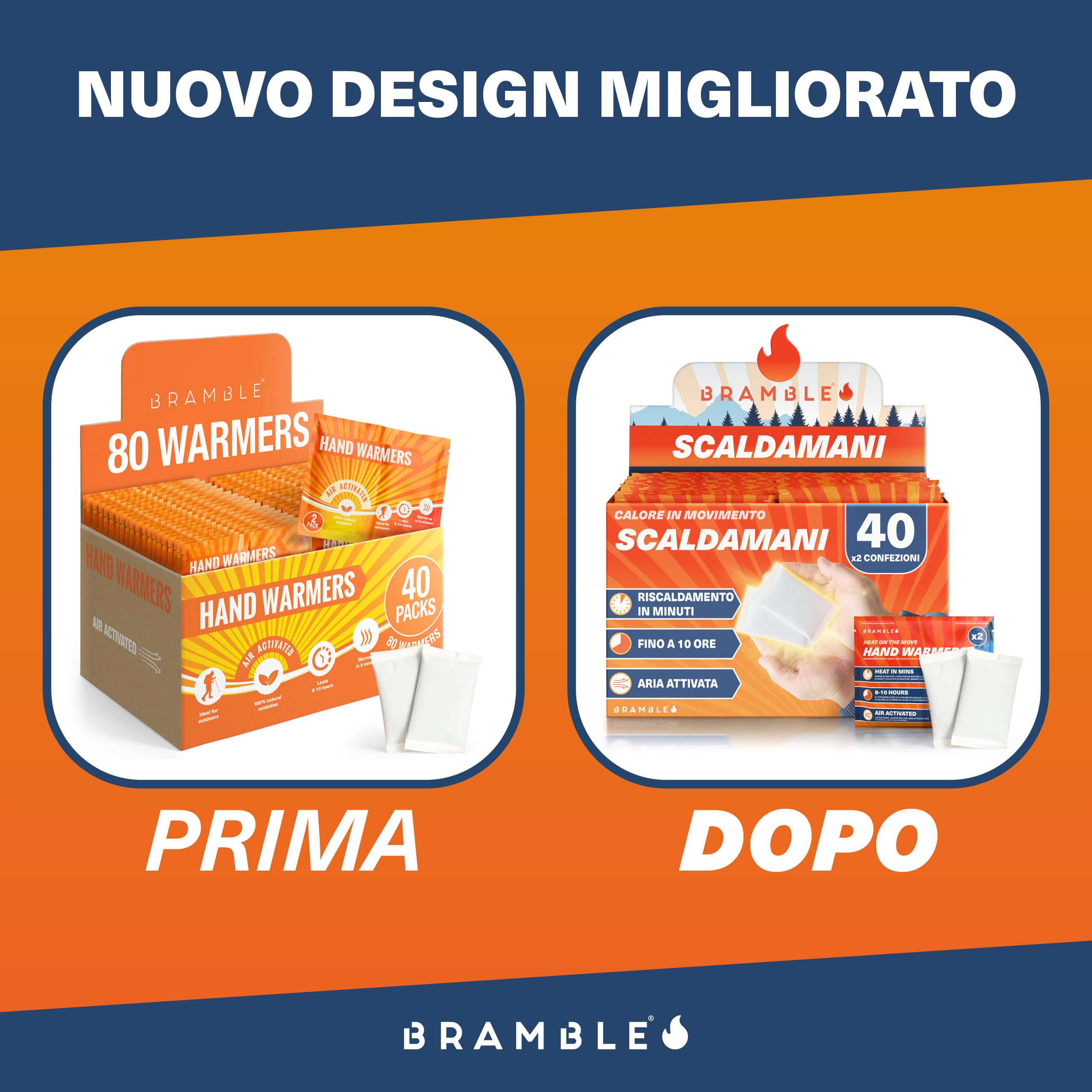 Bramble – Scaldamani – Scaldamani Tascabili Attivati dall’Aria per Attività all’Aperto – Riscaldano in Pochi Minuti – Fino a 10 Ore di Calore