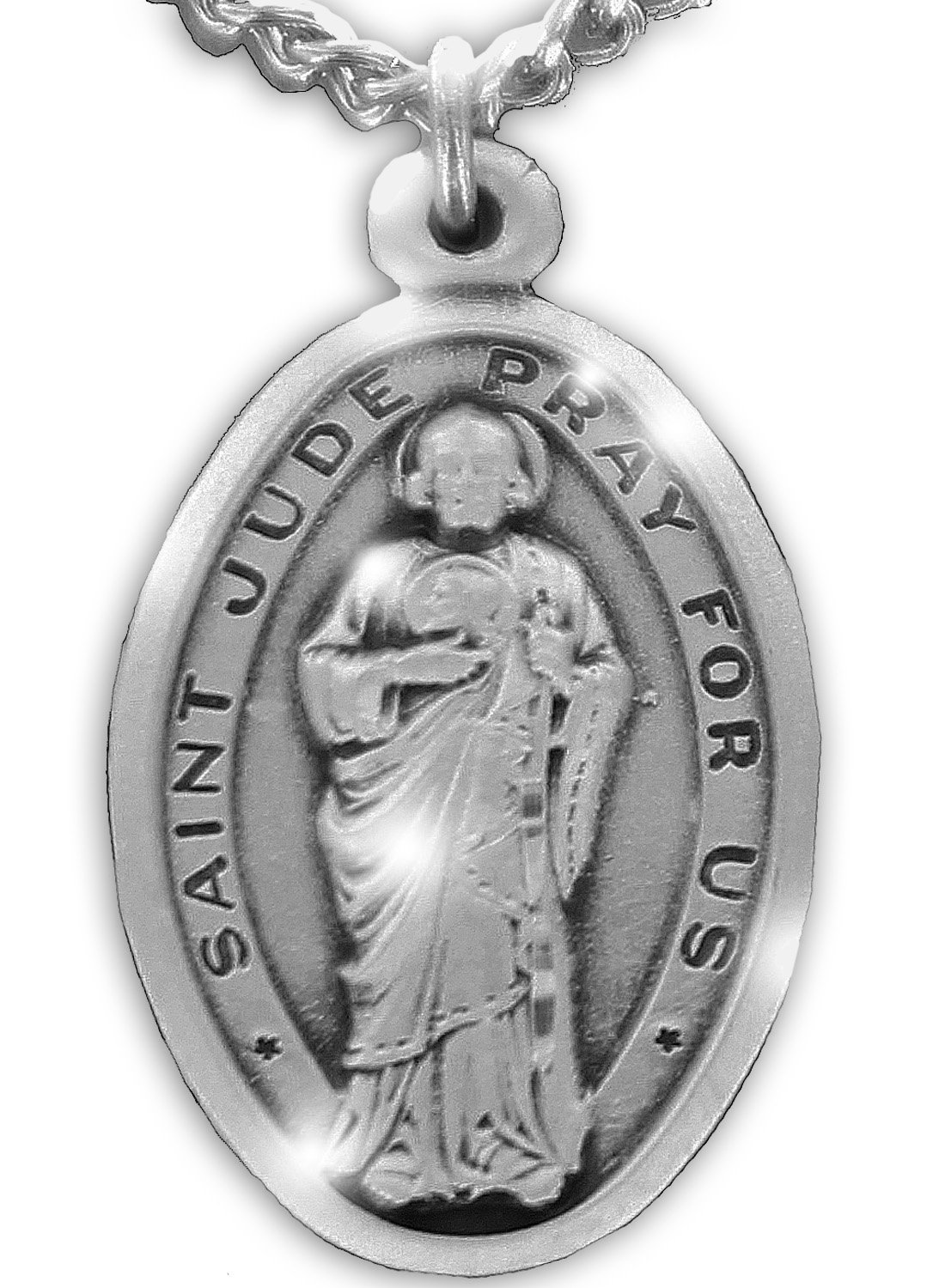 TrueFaithJewelrySterling Silver Patron Medal, 7/8 Inch