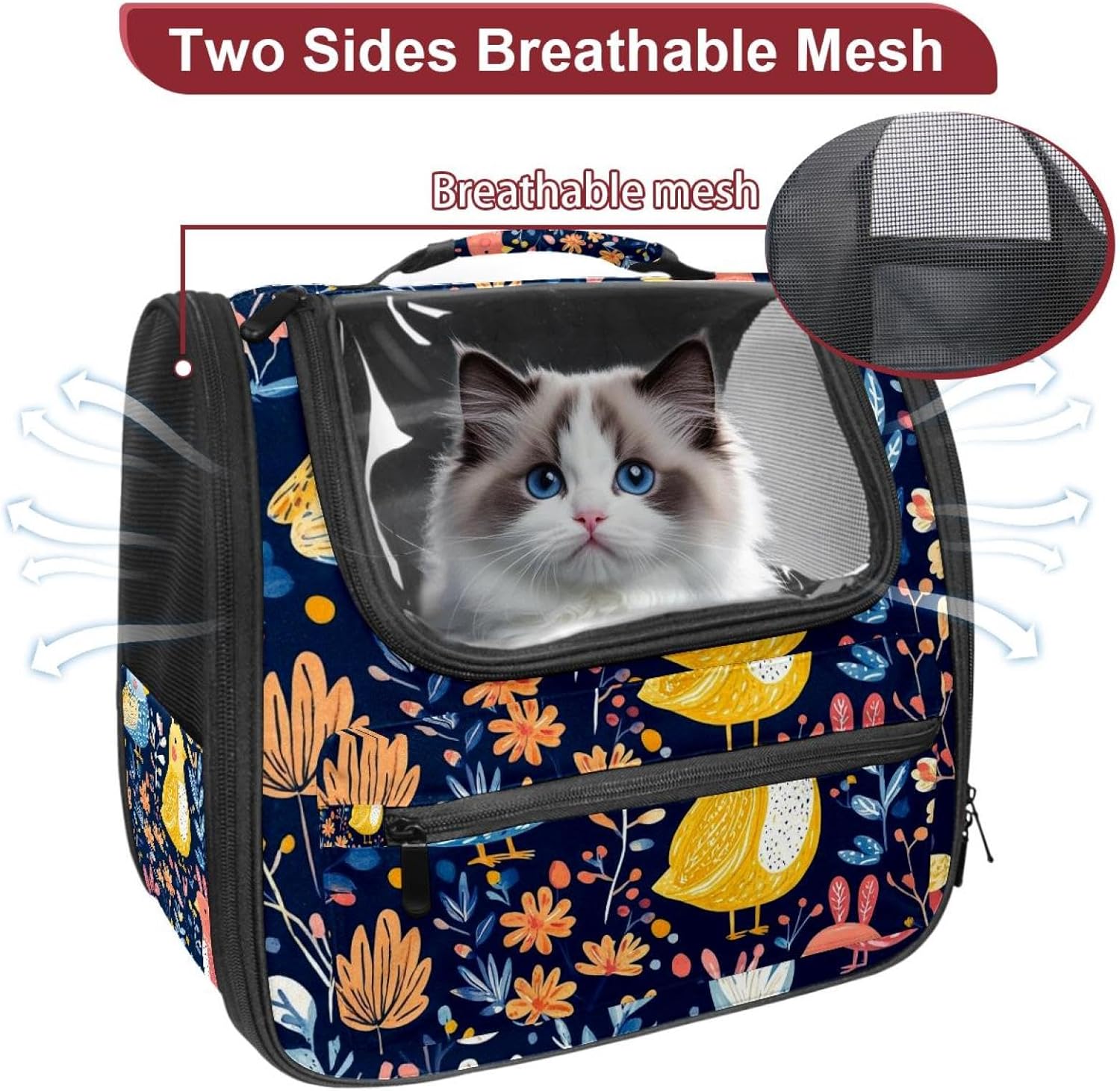 Easter Rabbits Eggs Plants Pet Travel Carrier | Ventilated Comfortable Design with Safety Features | Ideal for Small to Medium Sized Pets Cats, Dogs etc