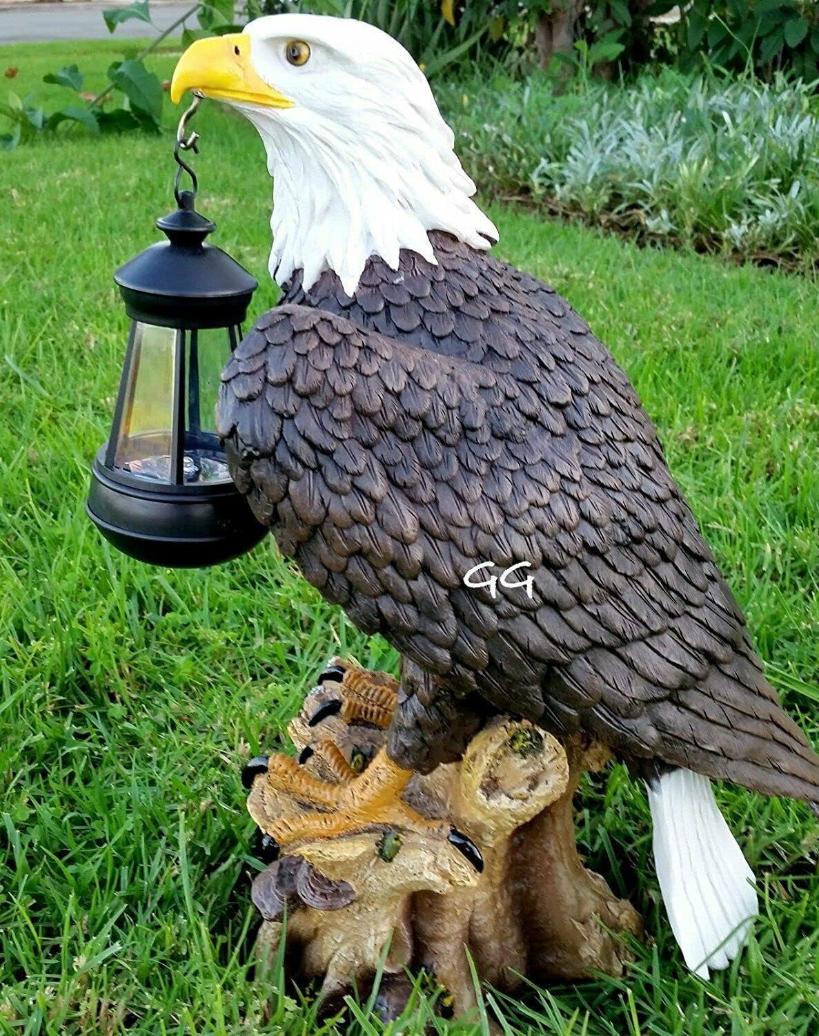 American Eagle Statue Figurine with Solar Light Bald Eagle
