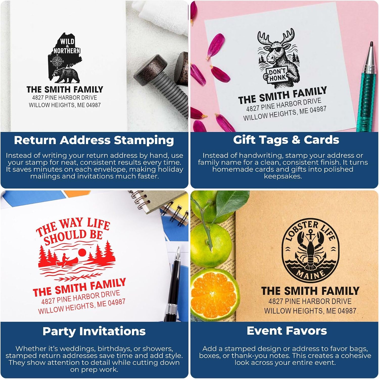 Bold Maine Statement, Varsity Maine Rubber Stamp, Unique Collectible Memorabilia, Standard 1-5/8 Square Wood Handle, for Enthusiasts, Retro Fans, One-of-a-Kind