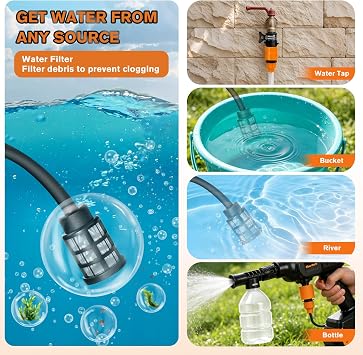 Cordless Pressure Washer, 900PSI Portable Power Washer with 6-in-1 Nozzle