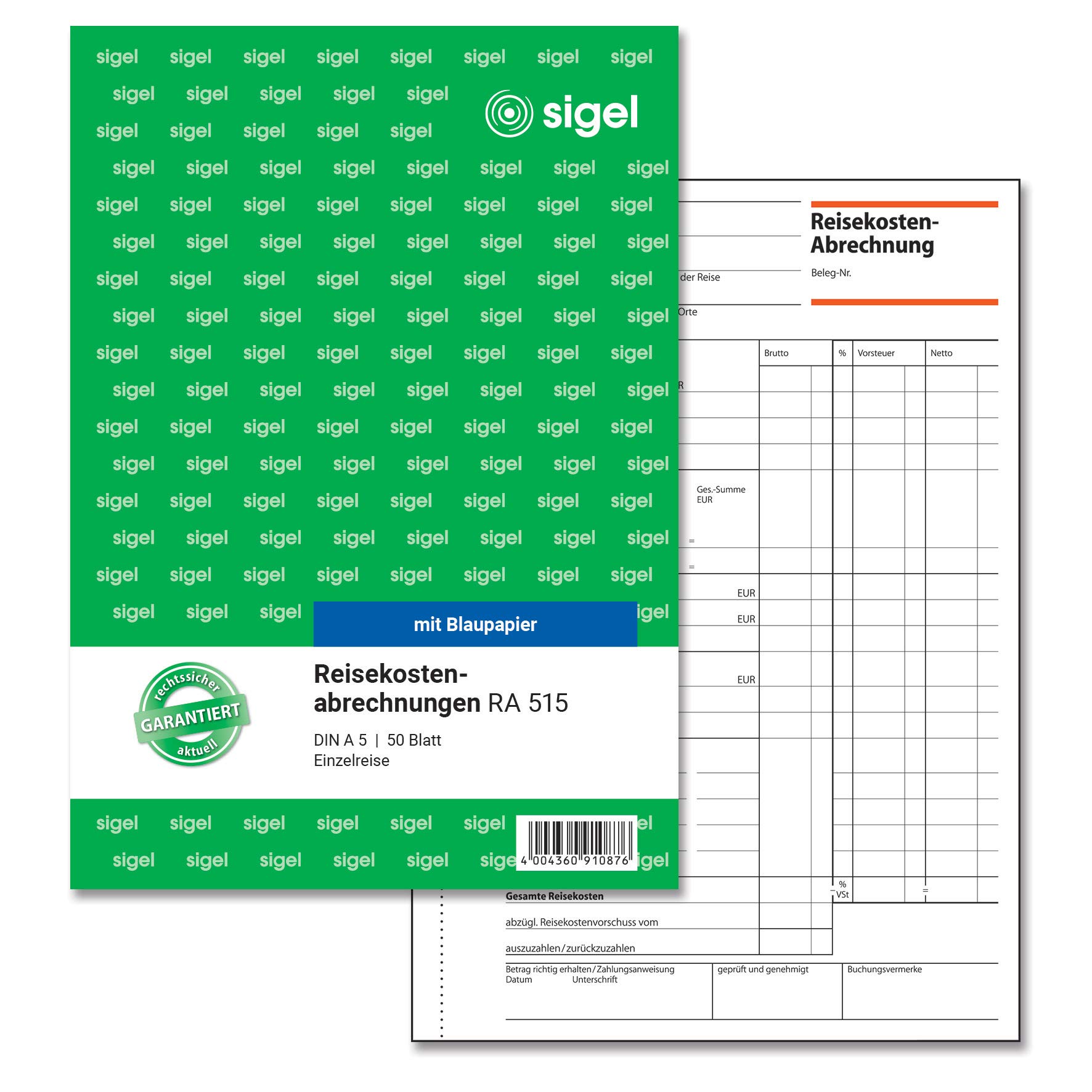 Sigel Forms - Travel Abrechnungen A5 Single Travel Pack of 1, Weiß