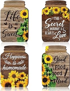 4 Pcs Kitchen Wall Decor Mason Jar Set Wooden Rustic Home Decor Inspirat...
