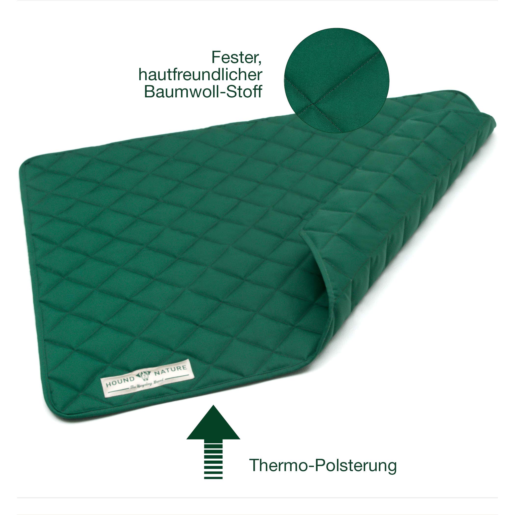 Hound & Nature Manta para perros ecológica Davos, suave, lavable, manta térmica acolchada, higiénica, resistente y sostenible, 100 x 80 cm, color verde