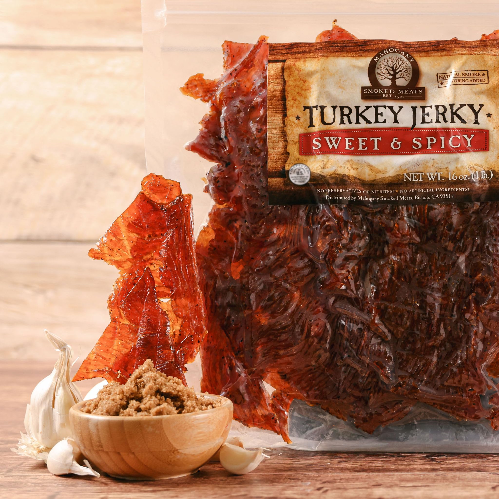 Mahogany Smoked Meats: Sweet N Spicy Turkey Jerky - 16oz
