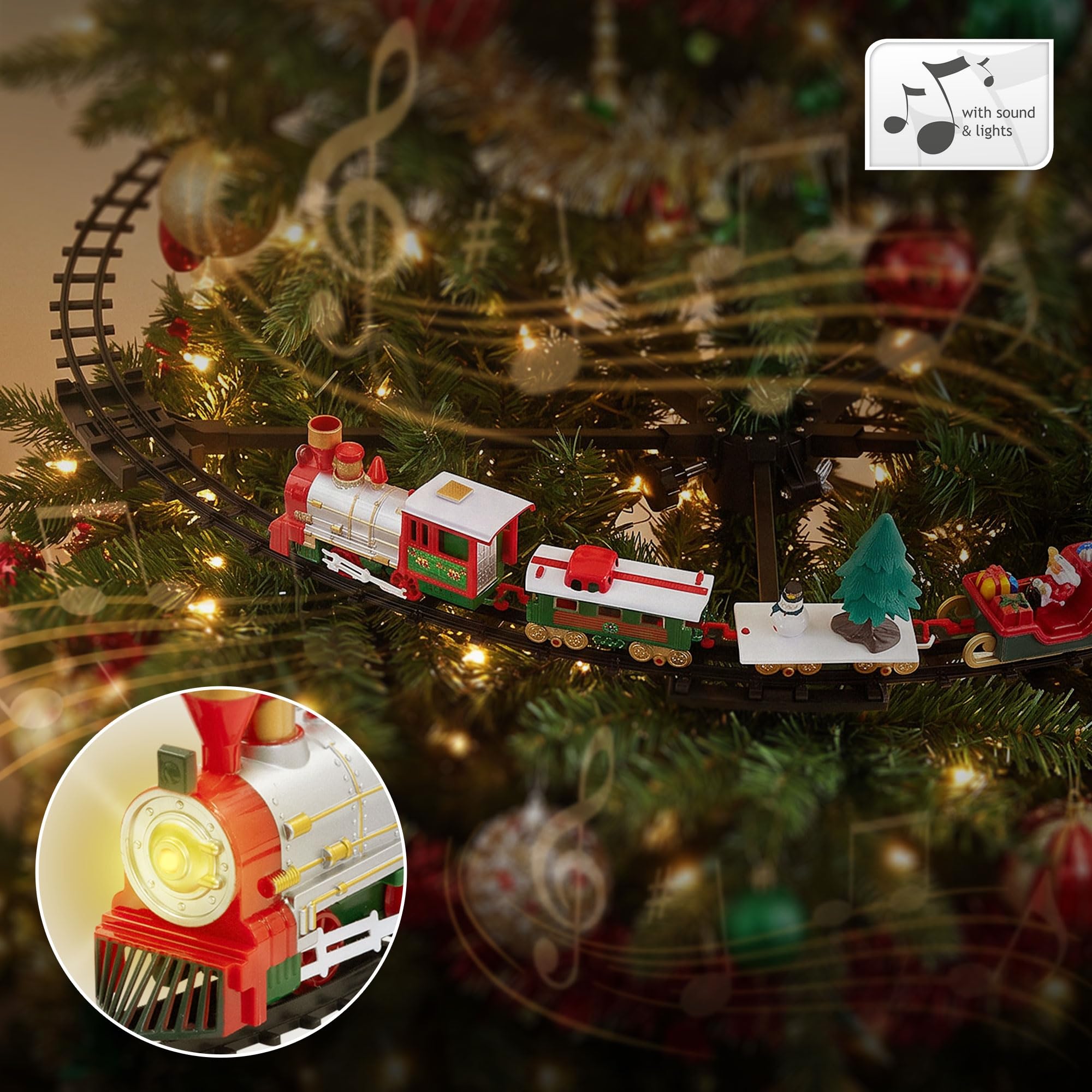 ECD Germany Tren Eléctrico Decorativo para Colgar en el Árbol de Navidad