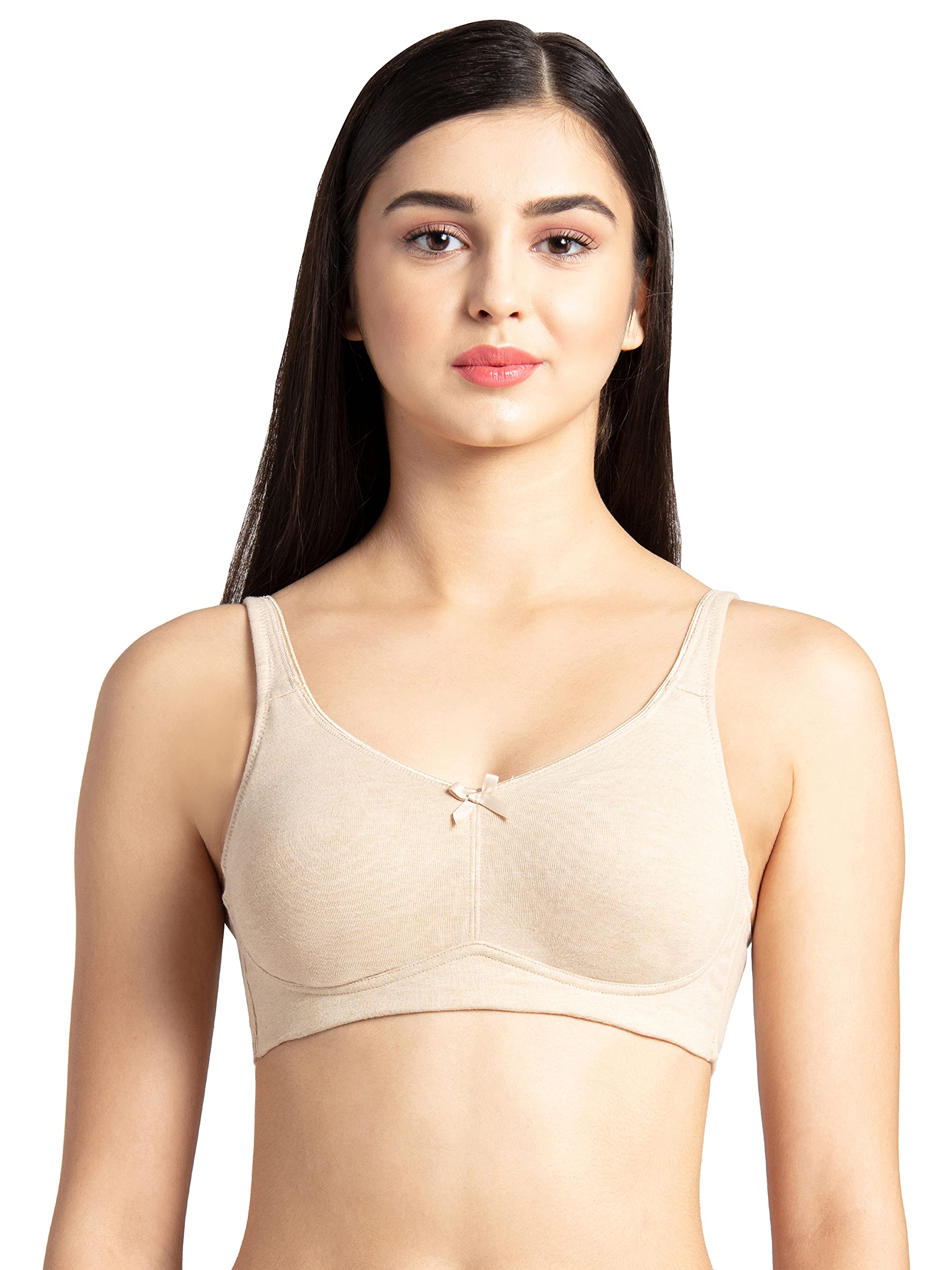Jockey FE41 Women's Everyday Bra | Wirefree | Non Padded | Full Coverage | Concealed Shaper Panel | Super Combed Cotton Elastane Fabric