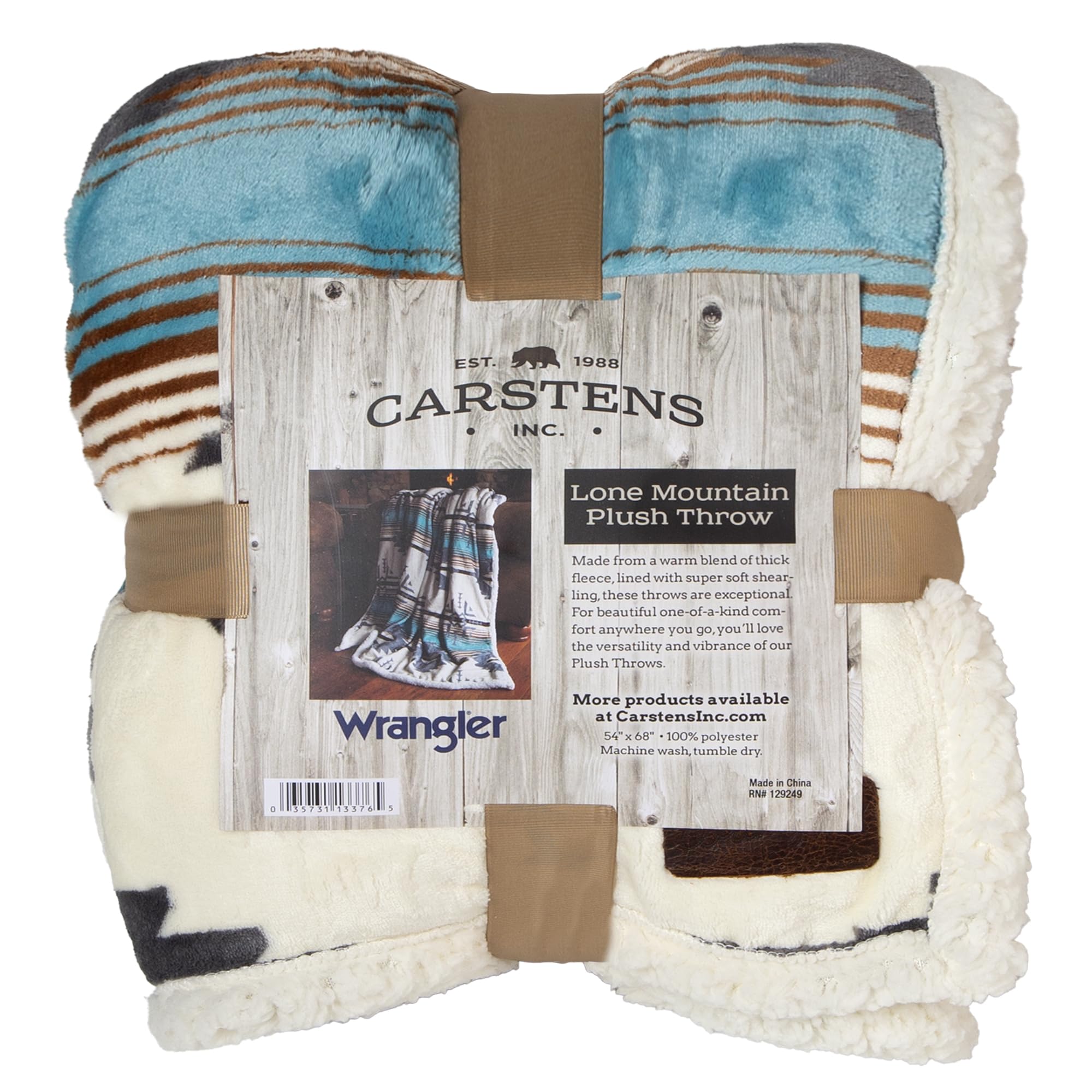CARSTENS Wrangler Überwurfdecke - Sherpa-Fleece Decke 137x173 Cm Southwest