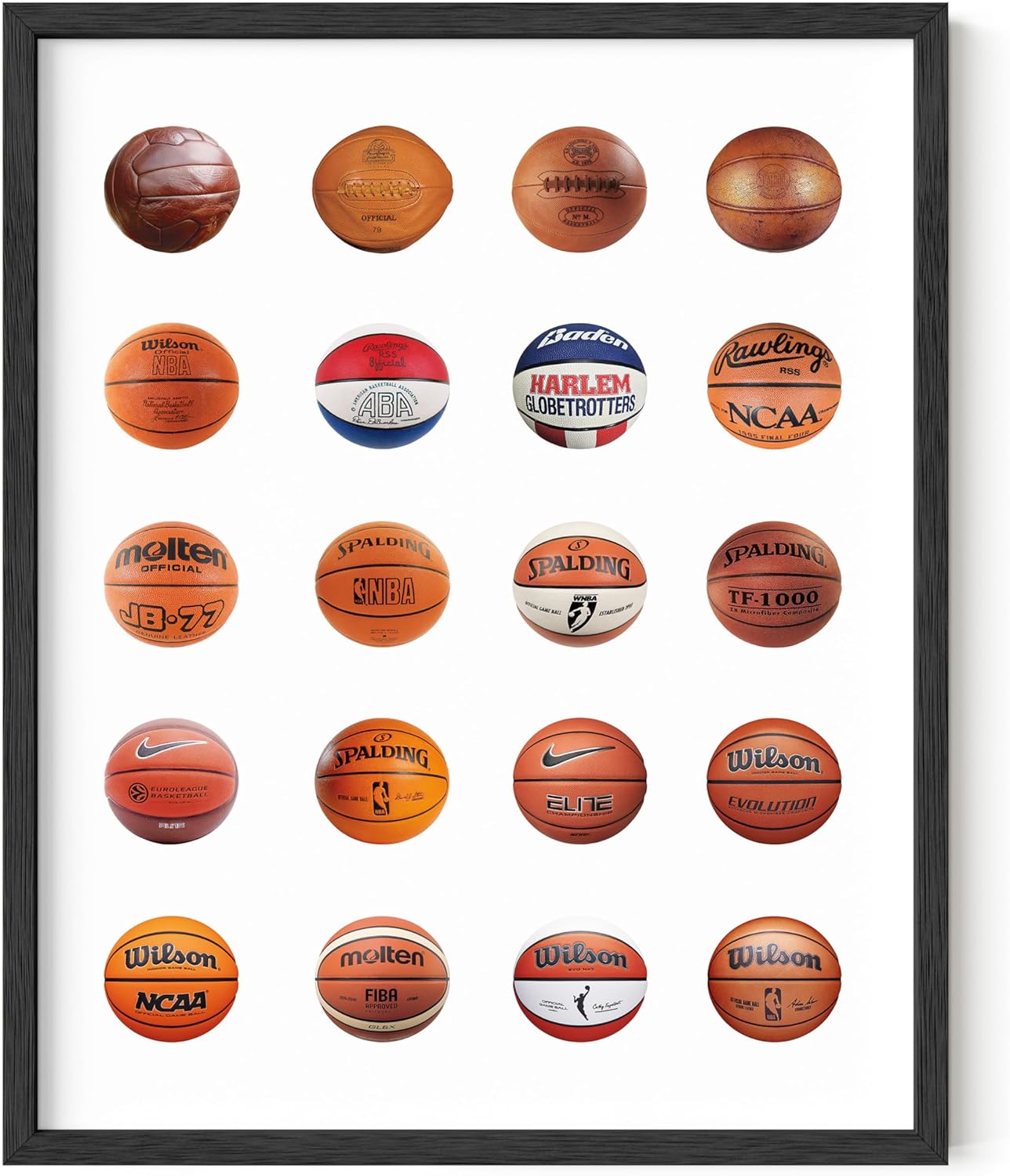 HAUS AND HUES Sports Room Decor for Boys Bedroom - Basketball and Football Decor for Teens, Cool Sports Poster for Game Room (Basketball, 8x10, Black Frame)