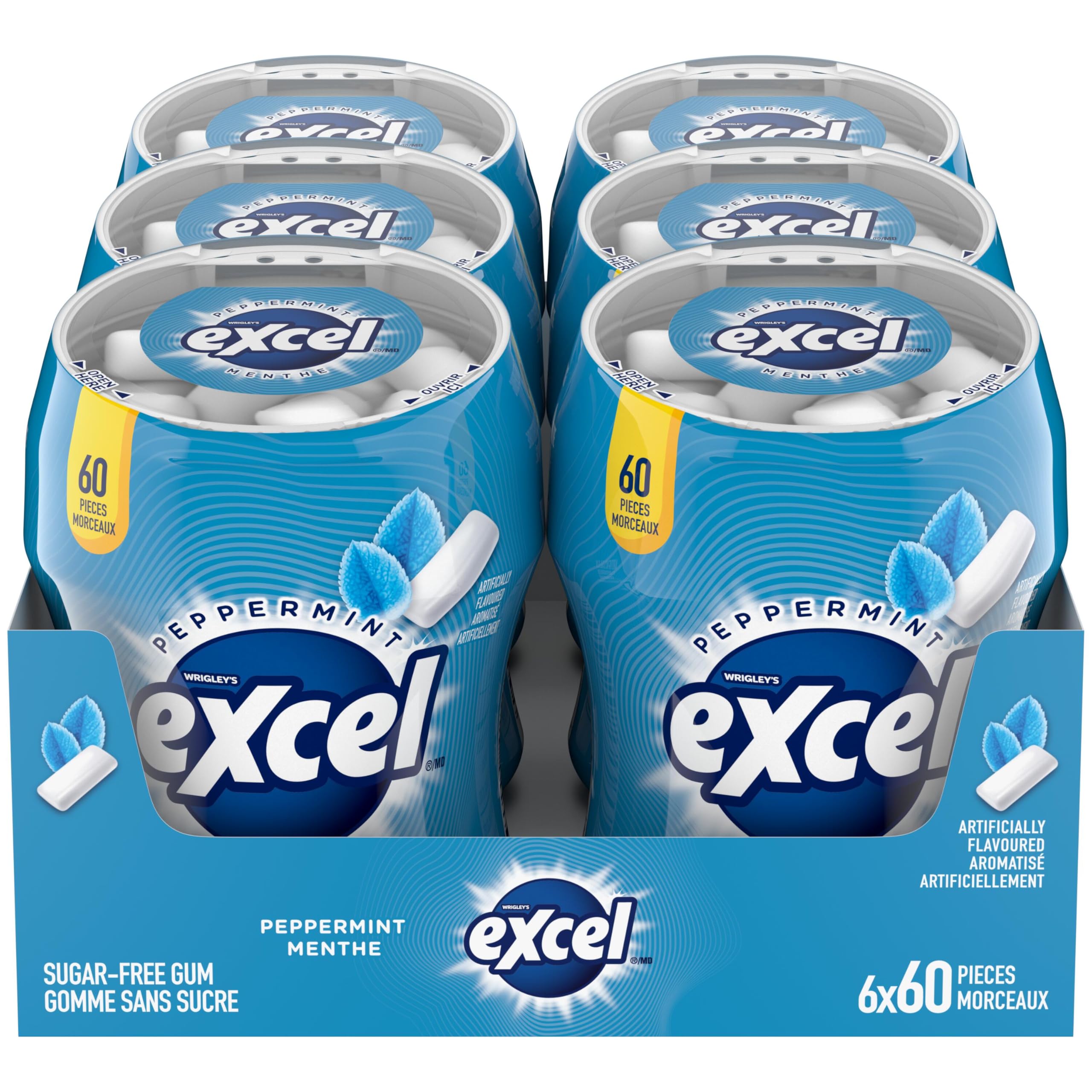 EXCEL, Peppermint Flavoured Sugar Free Chewing Gum, 60 Pieces, 6