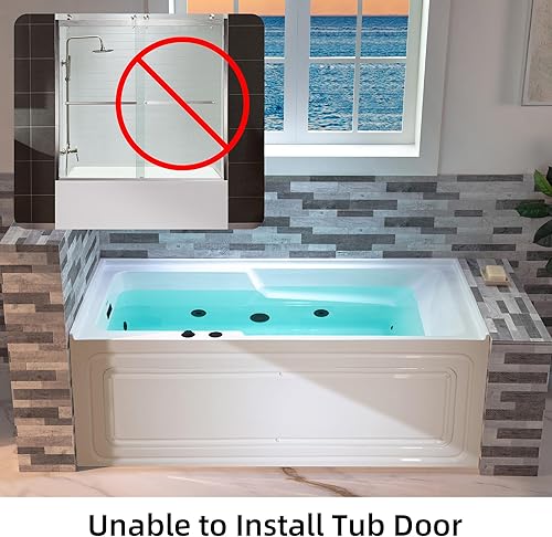 Miniatura 7 de Woodbridge BTA1507-C - Bañera de inmersión contemporánea independiente de acrílico, bañera de 54 pulgadas con drenaje cromado y desbordamiento